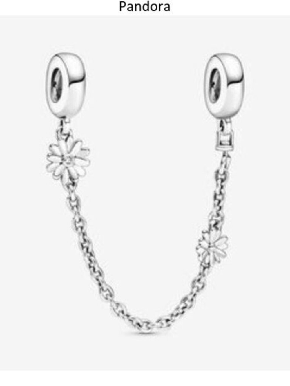 Pandora Silver Daisy Safety Chain Charm Bracelet